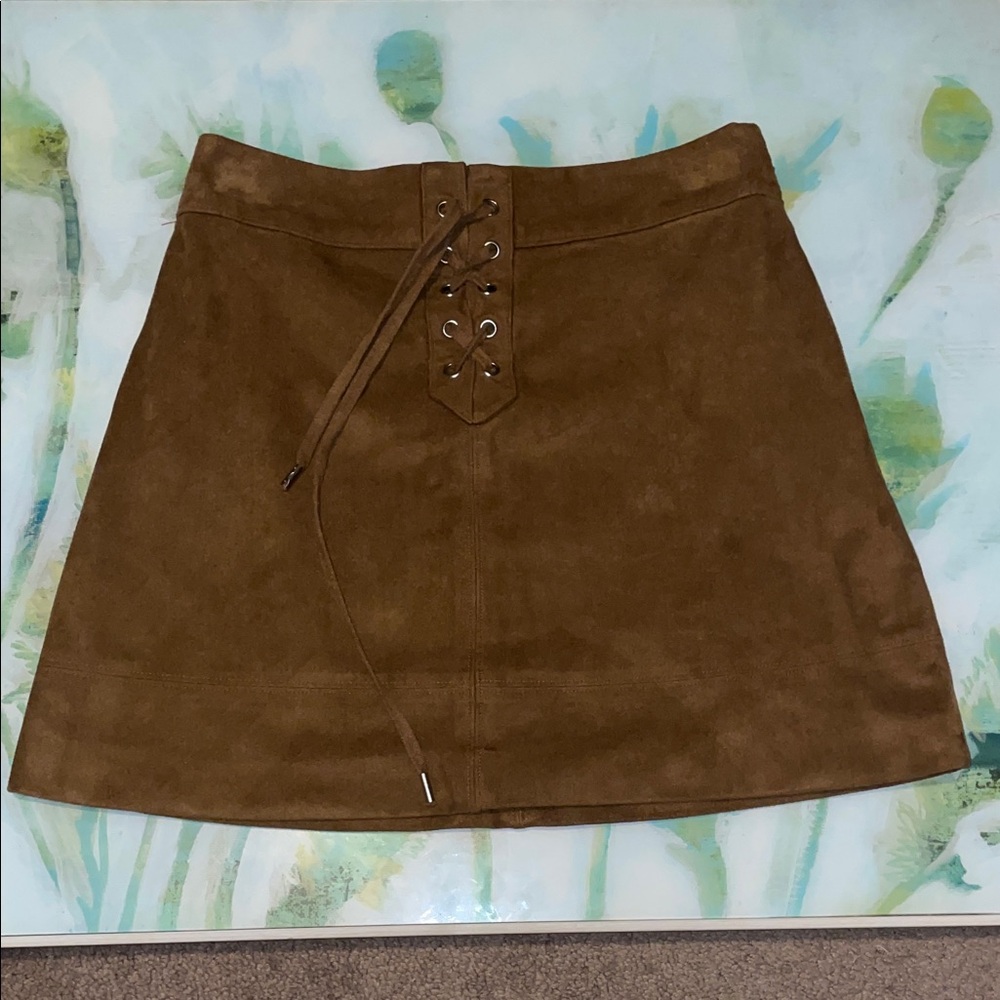 Abercrombie & Fitch Brown Mock Lace-Up Mini Skirt